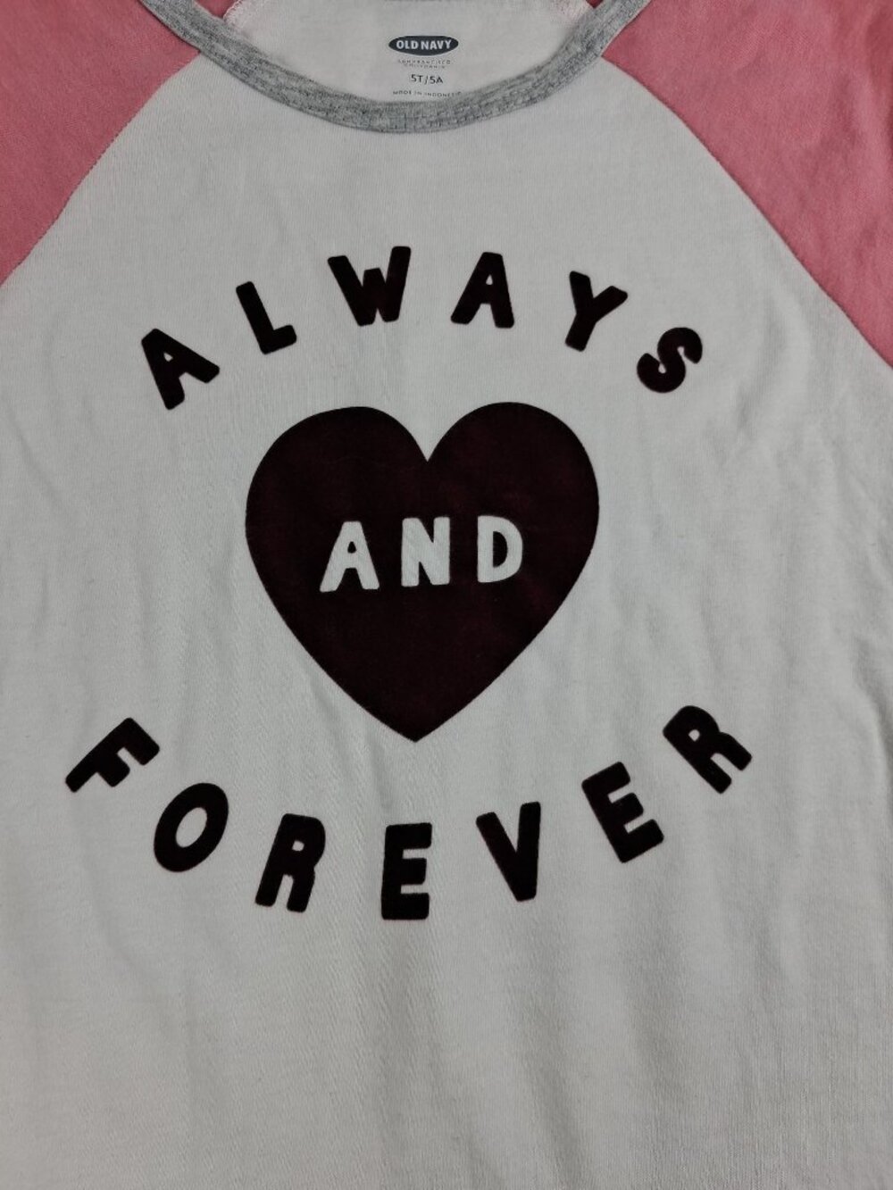 Old Navy Girls Always & Forever Dress 5T Pink & White Raglan Top Striped Bottom - Picture 6 of 7